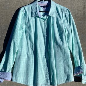 Classic Tommy blouse with surprise orange accents!